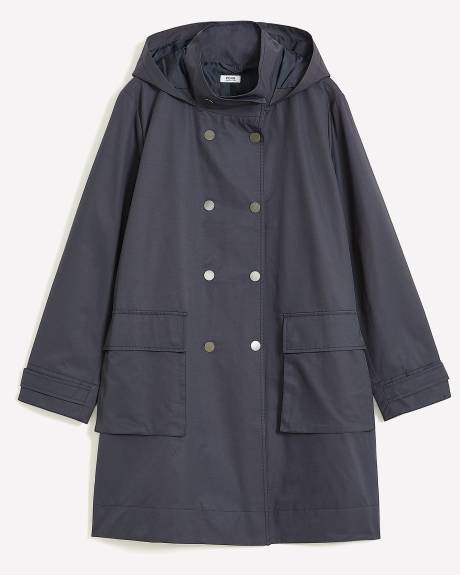 Knee-Length Hooded Rain Jacket