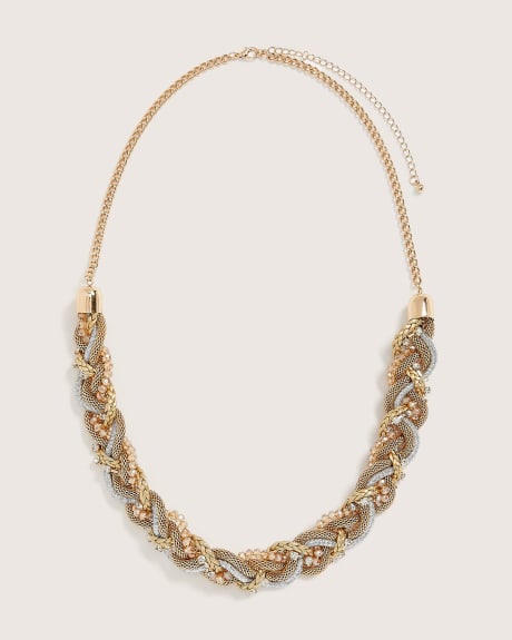 Short Twisted Mesh and Beads Necklace