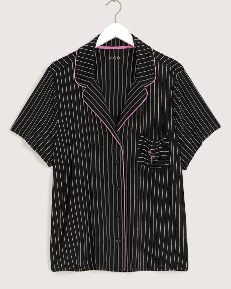 Chemisier de nuit, rayures noires et blanches, tissu responsable - ti VOGLIO