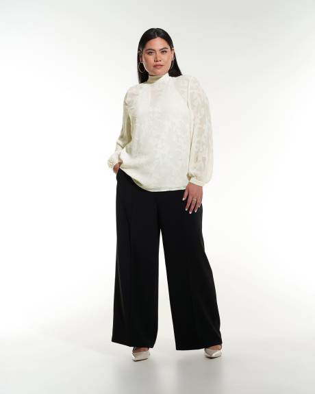 White Blouse with Satin V-Neck Cami Lining - Addition Elle