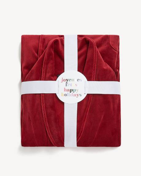 Robe de chambre rouge en tricot de velours côtelé avec ceinture - ti Voglio