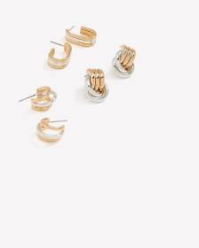 Assorted Two-Tone Small Hoop Earrings, Set of 3