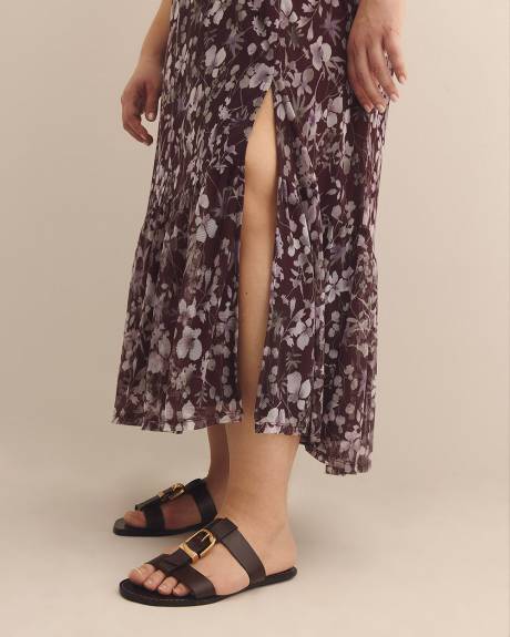 Floral Mesh V-Neck Tiered Maxi Dress - Addition Elle