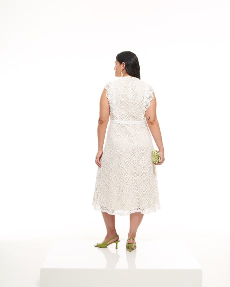 White Sleeveless Lace Midi Dress - Addition Elle