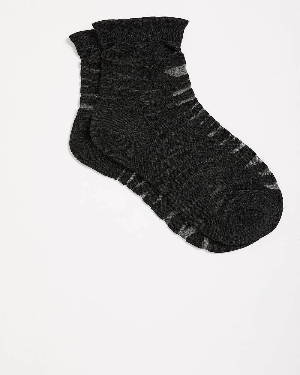 Chaussettes courtes noires en maille à motif zébré