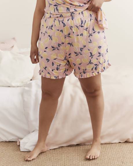 Short boxer à motif de fruits avec ourlet à franges, tissu responsable - ti VOGLIO
