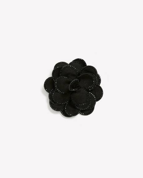 Fancy Black Flower Brooch