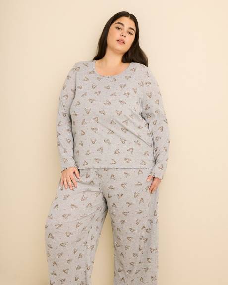 Heather Grey Bambi Long-Sleeve Pyjama Top - ti Voglio