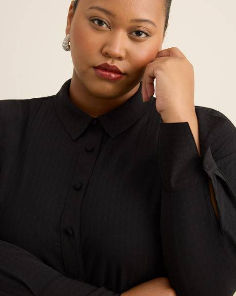 Long-Sleeve Long Tuxedo Shirt