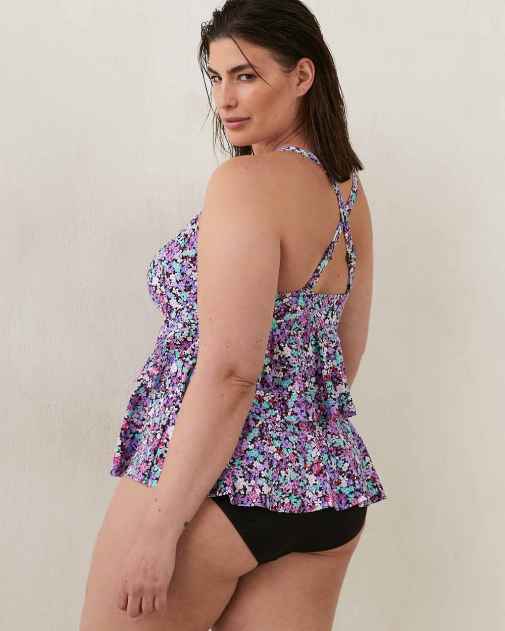 Printed Ruffle Tankini Top Penningtons