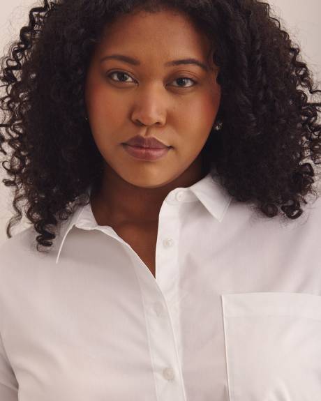 White Cotton Poplin Tunic Shirt