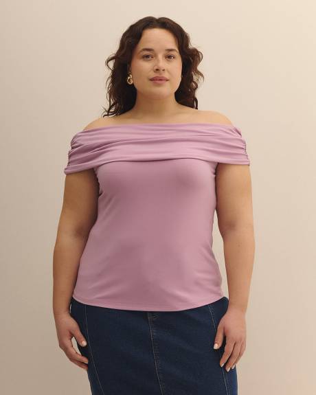 Off-Shoulder Top with Shirring - Addition Elle