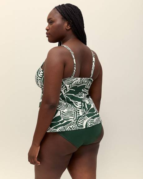 Foliage-Print Lace-Up Tankini Top
