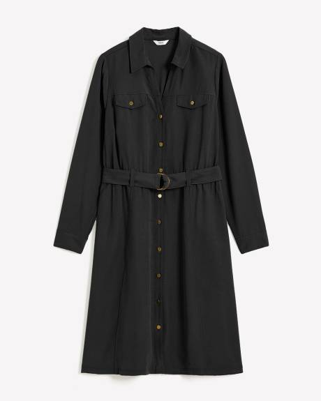 Robe utilitaire noire boutonnée en tricot