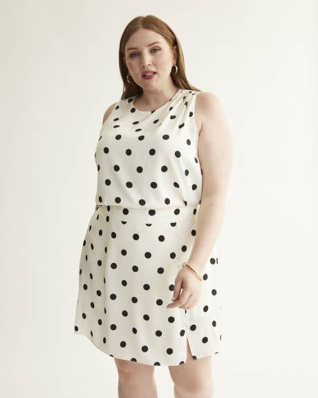 Satin Sleeveless Blouse, Polka Dot Print