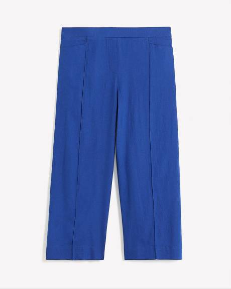 Pantalon court à jambe large en mélange de lin