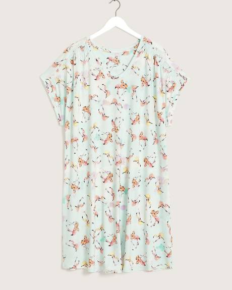 Chemise de nuit courte imprimée sans manches - ti VOGLIO