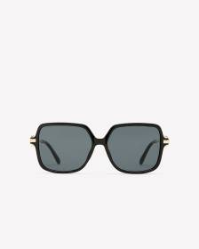 Grosses lunettes de soleil carrées avec branches dorées