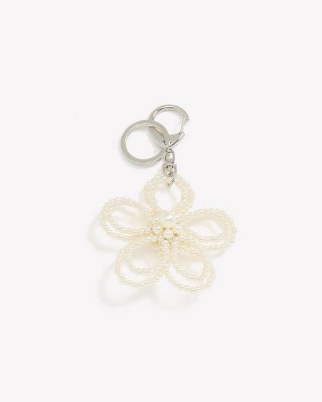 Porte-clé/Breloque en forme de fleur avec perles