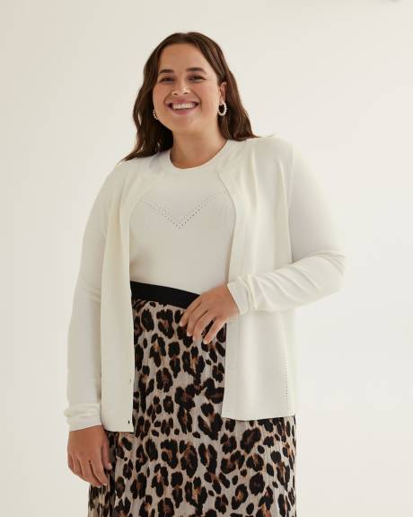 Buttoned Down Cardigan with Pointelle Stitches