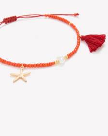 Red Beaded Cord Bracelet with Starfish Pendant