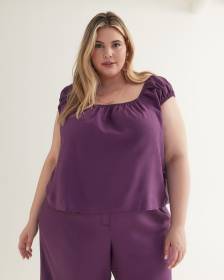 Linen Blend Blouse with Knotted Back