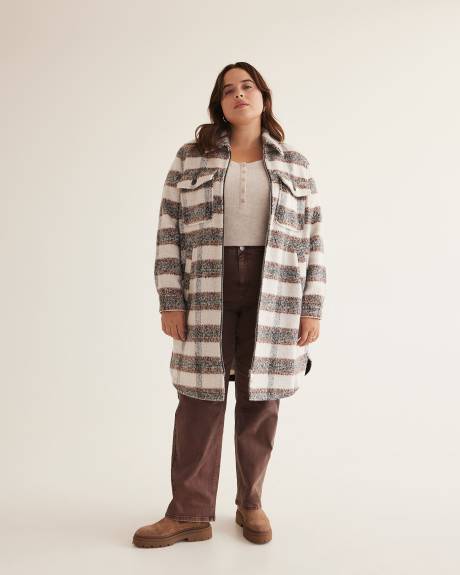 Veste-chemise carreautée avec fermeture éclair