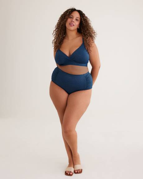 Culotte de maillot en microfibre scintillante avec côtés froncés