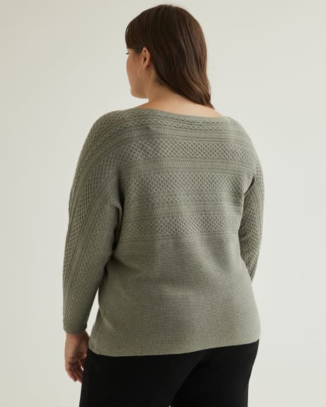 Cable Knit Sweater with Dolman Sleeves