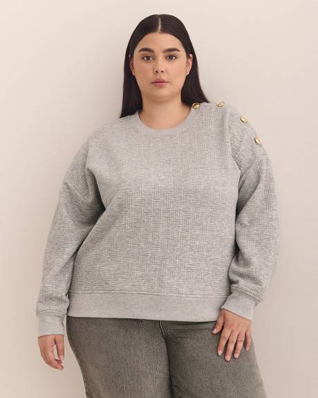 Dropped Shoulder Sweatshirt with Buttons