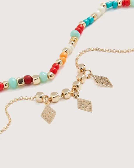Two-Row Beaded Chain Anklet