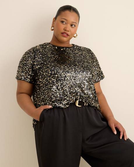 Haut à paillettes avec manches courtes
