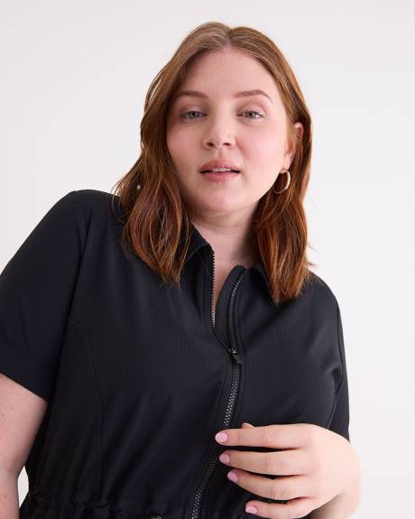 Shadow Striped Dress with Shirt Collar - Active Zone