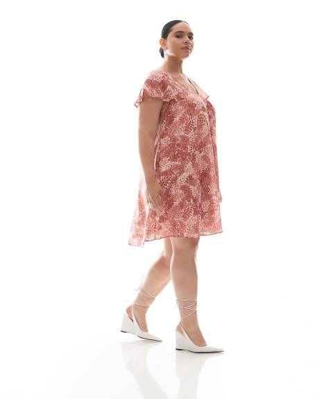 Lightweight Swing Dress with Short Flutter Sleeves - Addition Elle