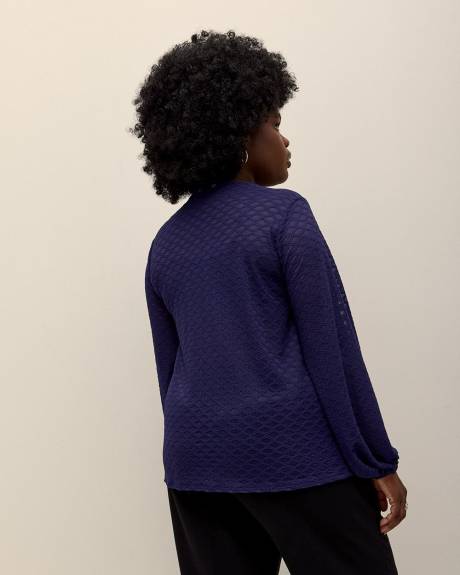 Long-Sleeve Split Neck Lace Top