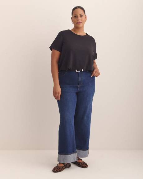 Bubble-Hem Short-Sleeve Top