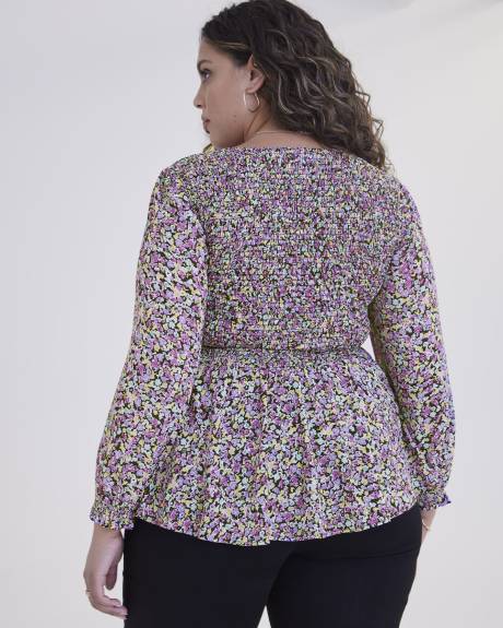 Long-Sleeve Blouse with Shirring Top - Addition Elle