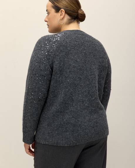 Pull à col rond en tricot à paillettes