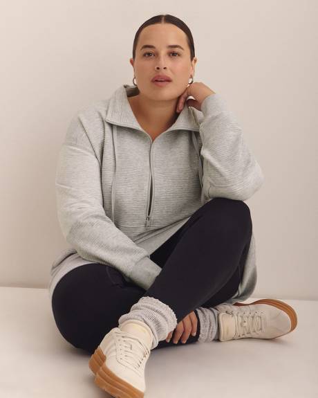 Heather Grey Ottoman Mock-Neck Sweatshirt Dress - Active Zone Heather Grey Ottoman Mock-Neck Sweatshirt Dress - Active Zone