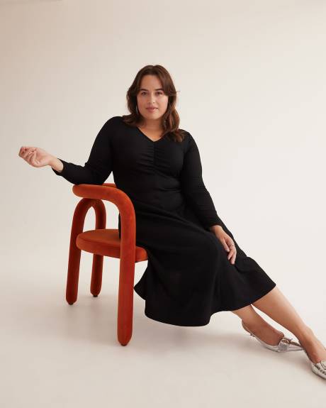 Robe mi-longue en tricot texturé