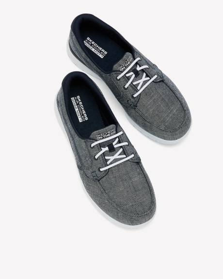 Chaussure bateau en lin chiné, pied large - Skechers