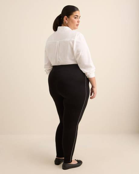 Legging tendance noir en pointe de Rome avec chaîne à billes, tissu responsable