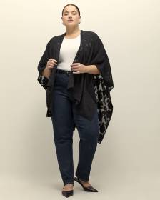 Black Lightweight Floral Textured Cape