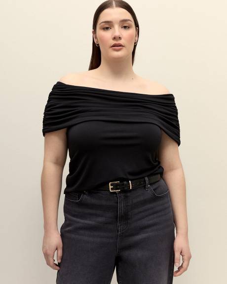 Off-Shoulder Top with Shirring - Addition Elle