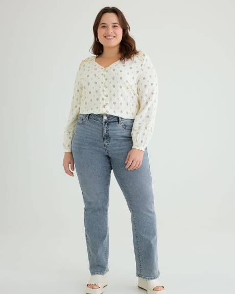 Jean à jambe évasée à délavé rétro, tissu responsable - d/C JEANS