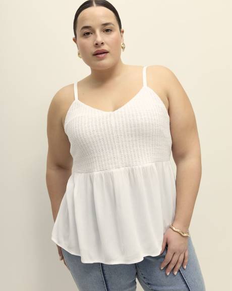 Mixed Media Sleeveless Crochet Blouse