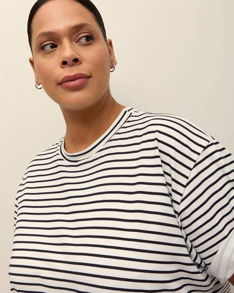 Striped Swim Cover-Up T-Shirt Dress - Cover Me