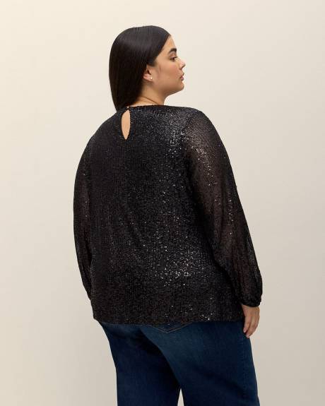 Sequins Swing Top with Bubble Sleeves