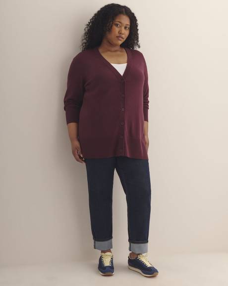 Cardigan long en mélange de coton, tissu responsable