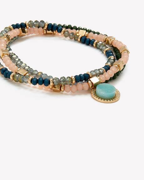 Elastic Beaded Bracelets, Set of 3